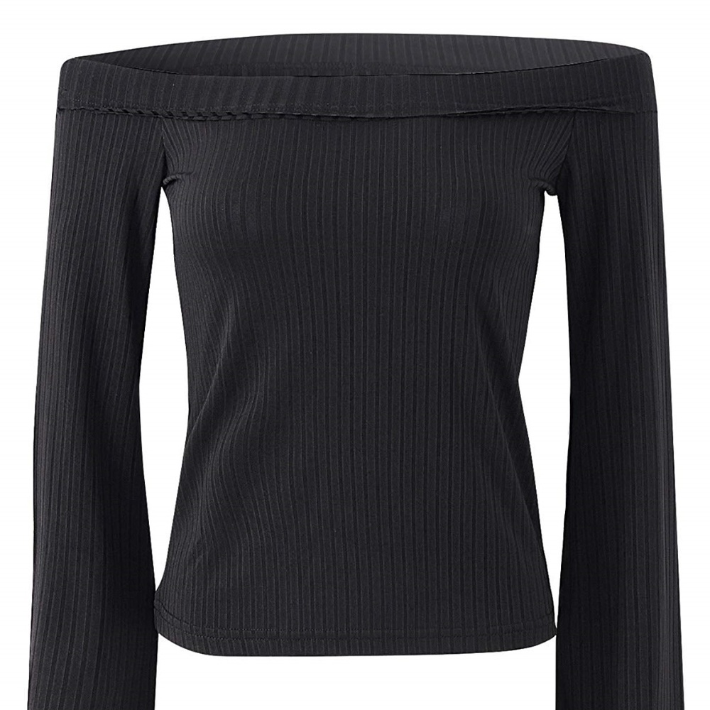 Women Top Off Shoulder Long Sleeves Blouse S